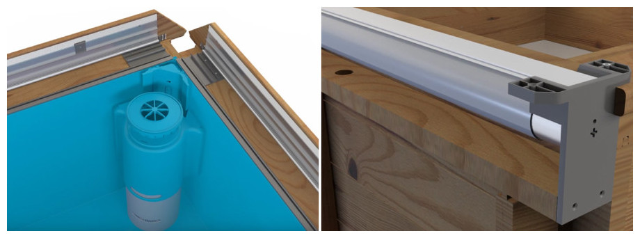 Pistoche, la piscine bois Made in France pensée pour les enfants - margelles alu articulées - enrouleur intégré