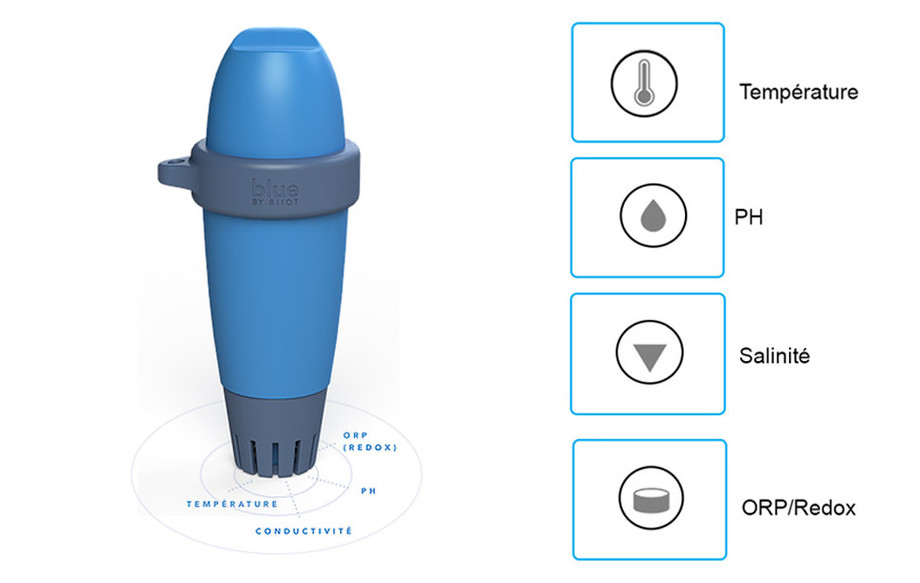 analyseur connecté  eau de piscine Blue by Riiot DESCRIPTIF