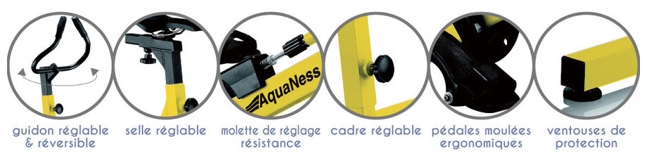 Vélo de piscine Aquaness Aquabike V4 - détails