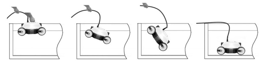 immersion du robot dans la piscine