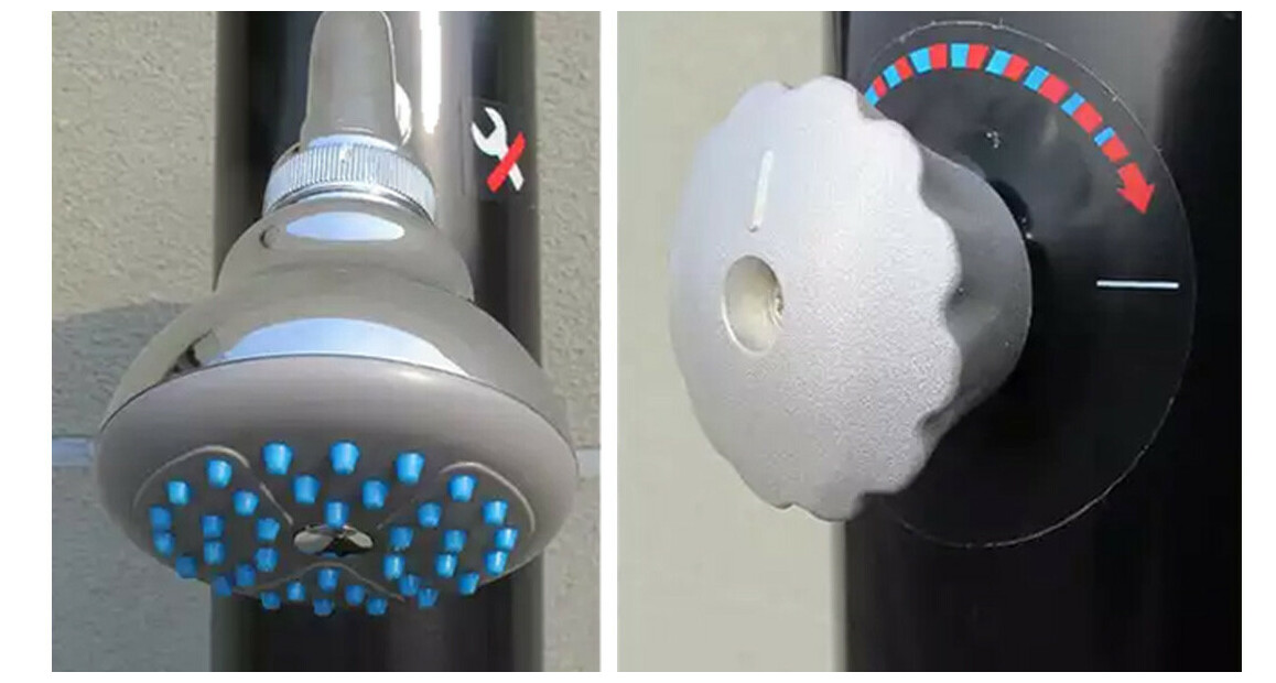 détails douches solaires pvc