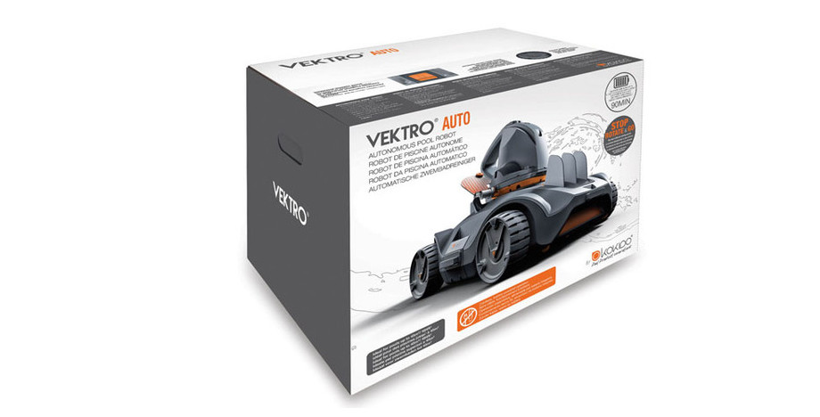colisage du robot piscine vektro auto en situation