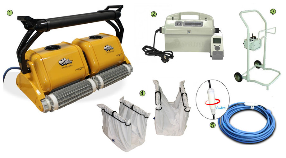 robot professionnel de piscine dolphin 2x2 pro gyro en situation