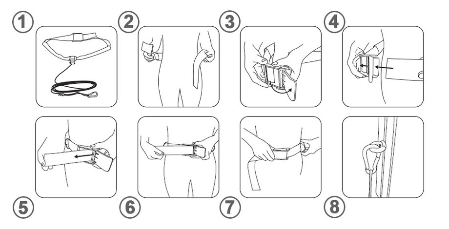 fixation harnais du pooltrainer en situation