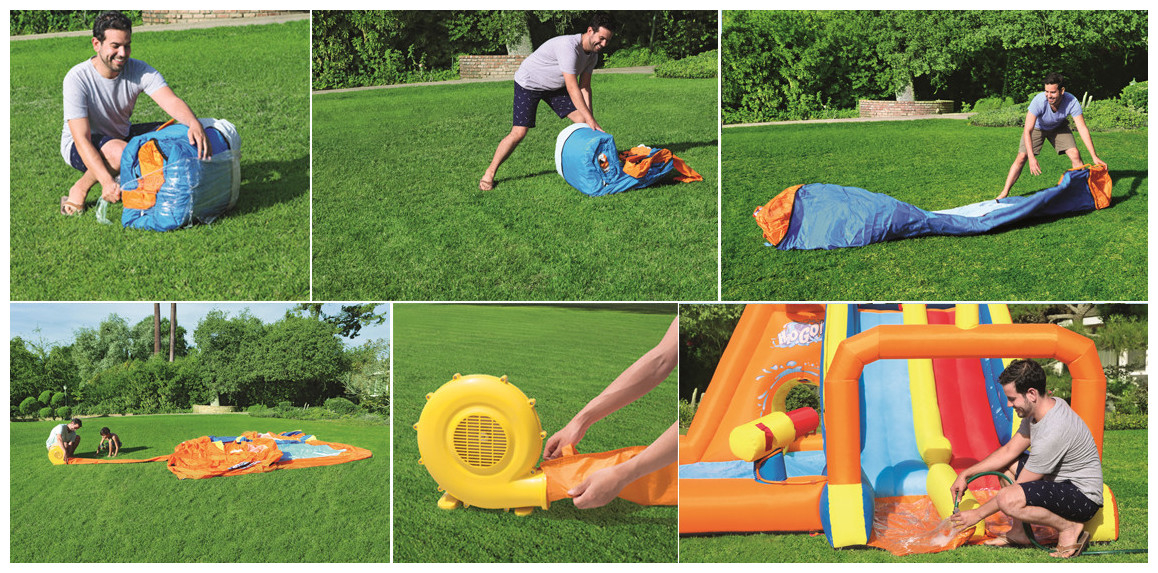 installation de l'aire de jeux gonflable bestway tsunami