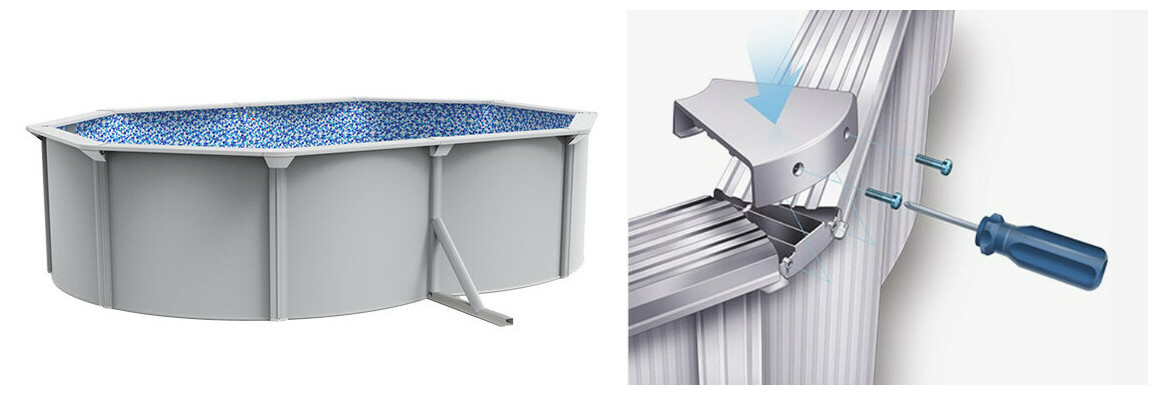 descriptifde la piscine hors sol Hydrium ronde grise - 5.00 x 3.60 x 1.20 m