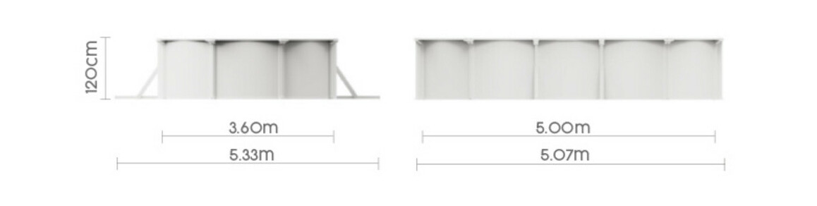 dimensions de la piscine hors sol Hydrium ronde grise - 5.00 x 3.60 x 1.20 m