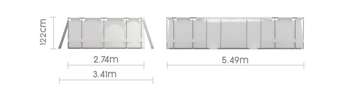 dimensions de la Piscine hors sol Swim Vista ovale effet pierre grises - 5.49x2.74xH.1.22 m