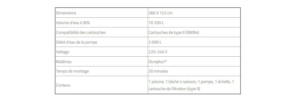 caractéristiques de la piscine hors sol Steel Pro Max™ ronde grise - Ø3.66 x H.1.22 m