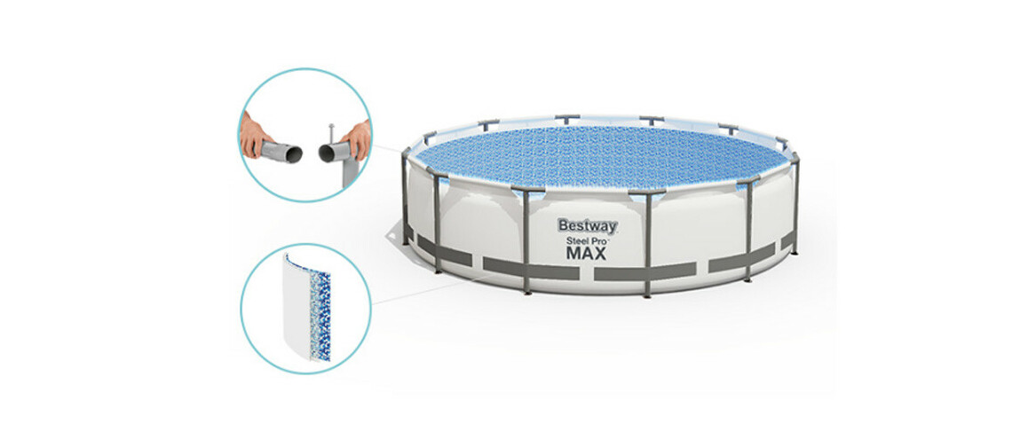 descriptif de la piscine hors sol Steel Pro Max?grise - Ø3.66 x H.1.22 m