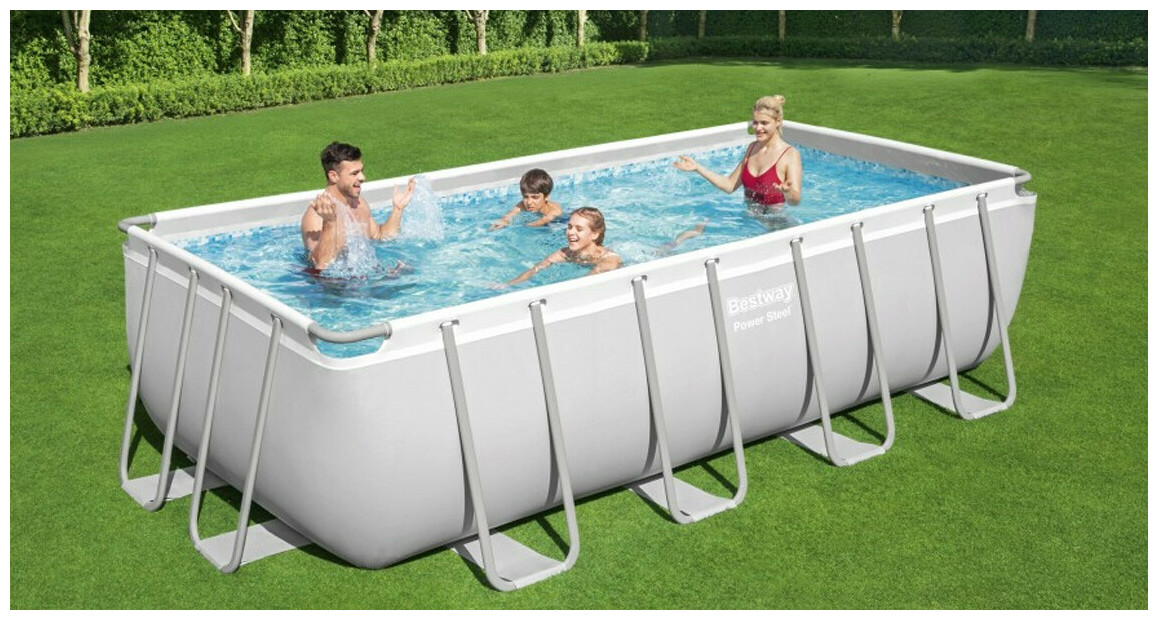 Piscine hors sol Power Steel rectangle grise - 4.88 x 2.44 x H.1.22m