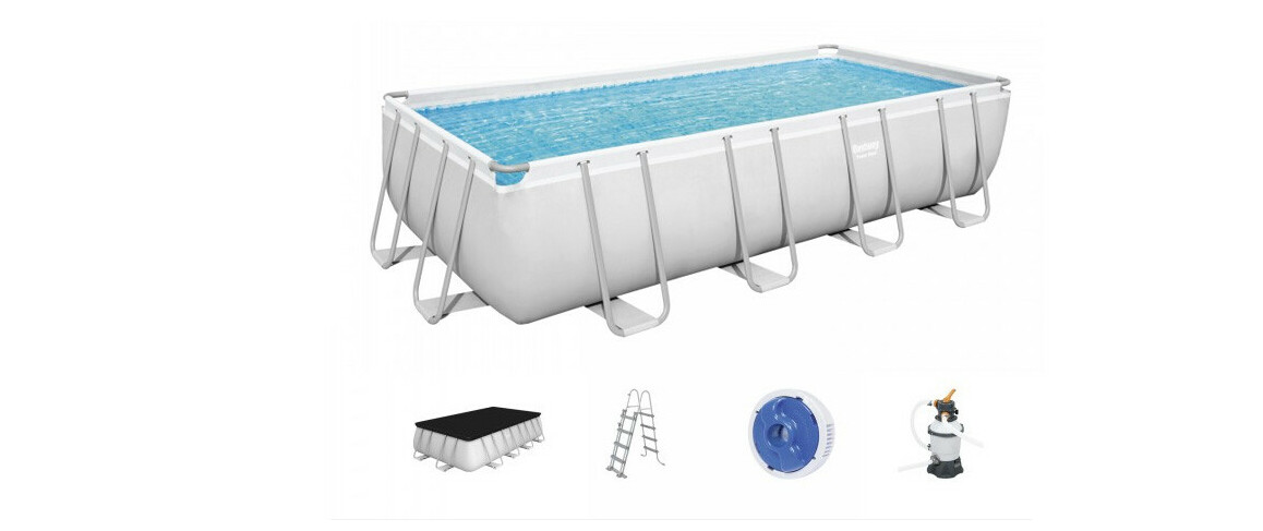 équipement de la Piscine hors sol Power Steel rectangle grise - 4.88 x 2.44 x H.1.22m