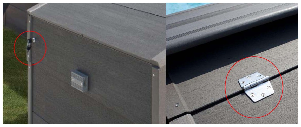 ouverture du coffre de piscine bois composite avant garde gré