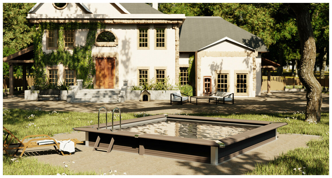 Kit piscine composite GRE carrée - 3.26m x 3.26m x H 0.96m
