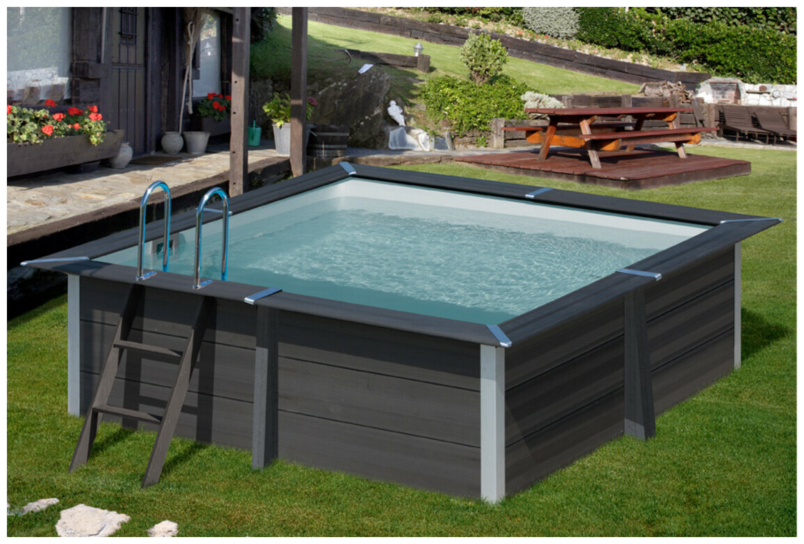 descriptif du Kit piscine composite Gre carrée 3.26m x 3.26m x H 0.96m