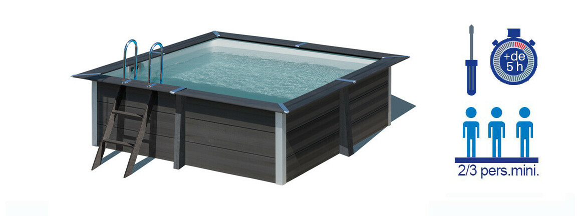 montage du Kit piscine composite carrée - 3.26 m x 3.26 m x H 0.96 m