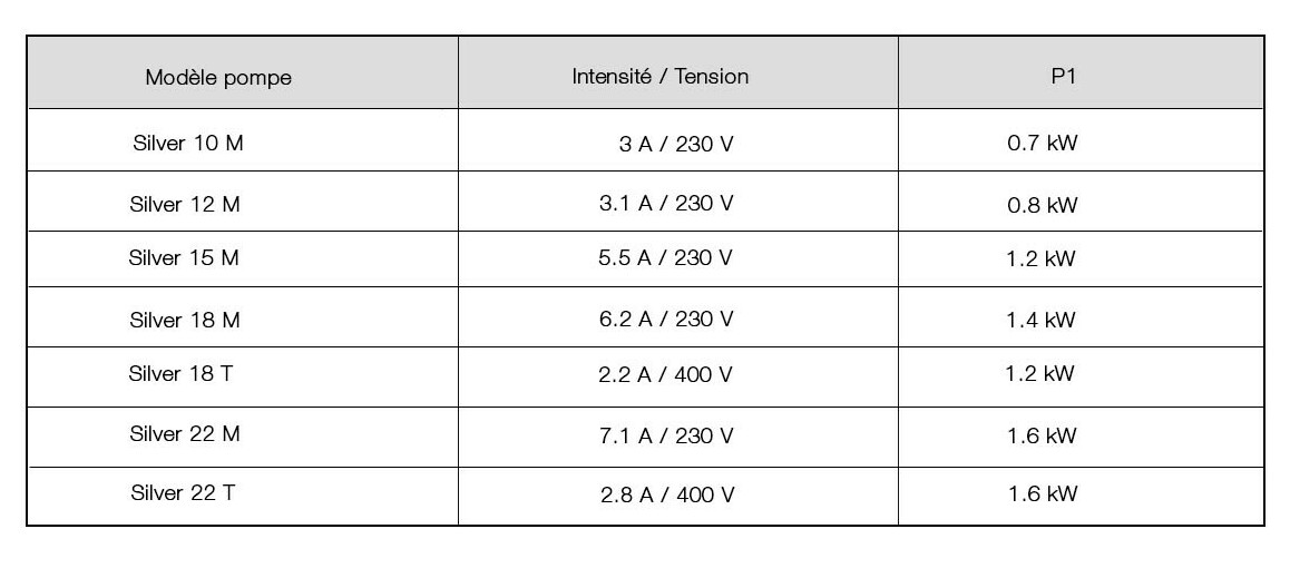 caractéristiques de la pompe de filtration de piscine silver espa