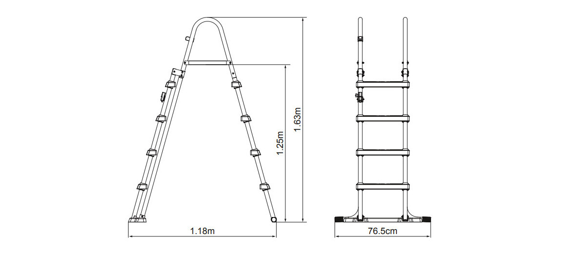 dimensions de l'échelle pour piscine hors sol bestway 122 cm