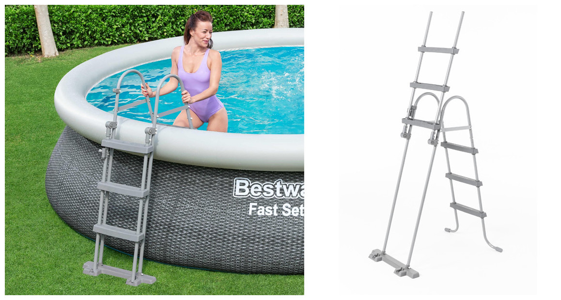 détail de l'échelle de sécurité de piscine bestway 107 cm