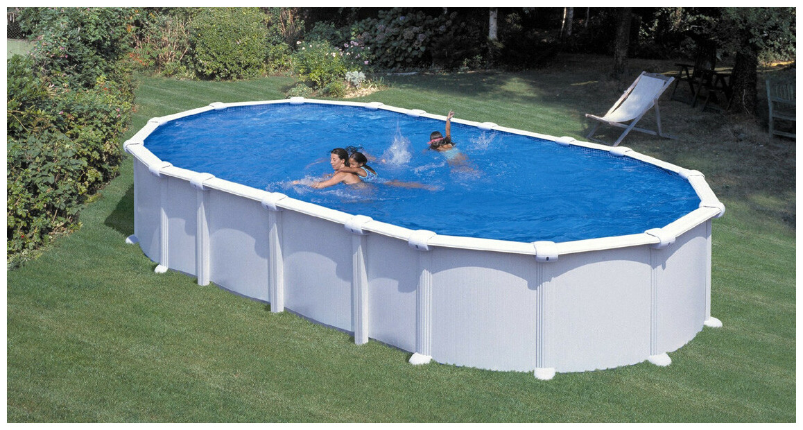 Kit piscine acier blanc Haiti - Ovale 7.20 x 3.75 x H.1.30 m