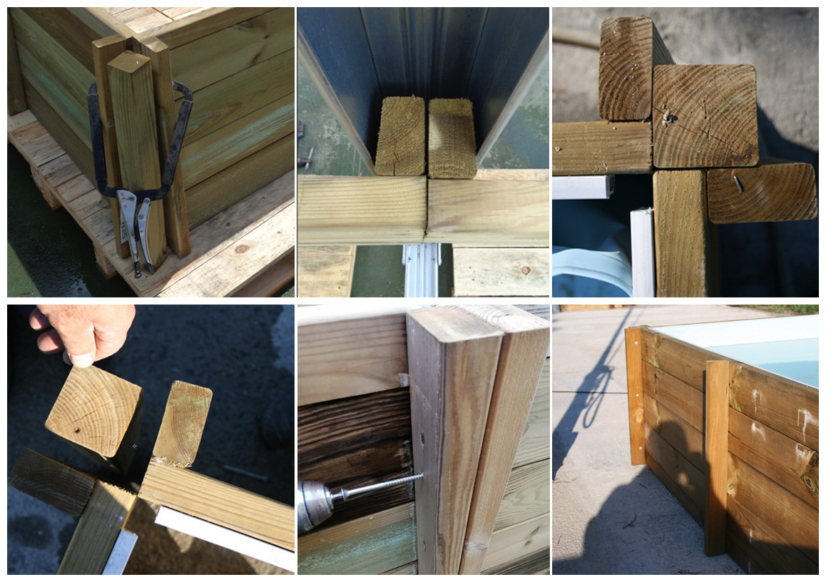 montage de la piscine bois city par sunbay en situation