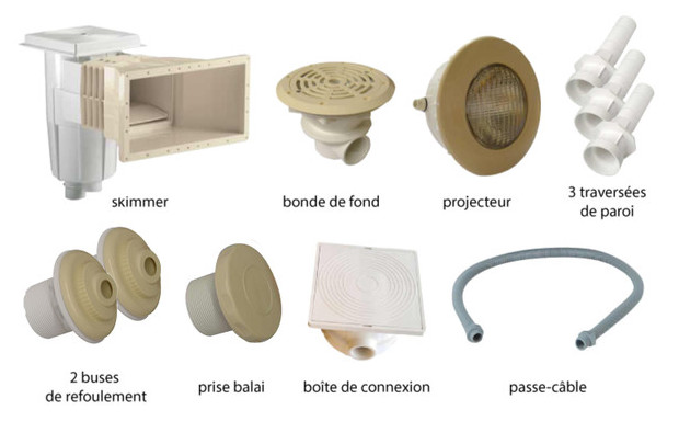 Kit pièces à sceller sable pour piscines liner - N°1