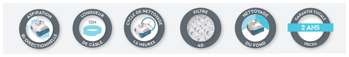 logo caractéristiques du robot aquatron bwt frc50