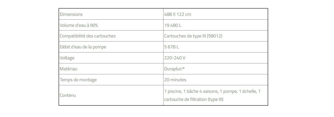 caractéristiques de la Piscine hors sol Steel Pro Max™ ronde grise - Ø4.88 x 1.22 m