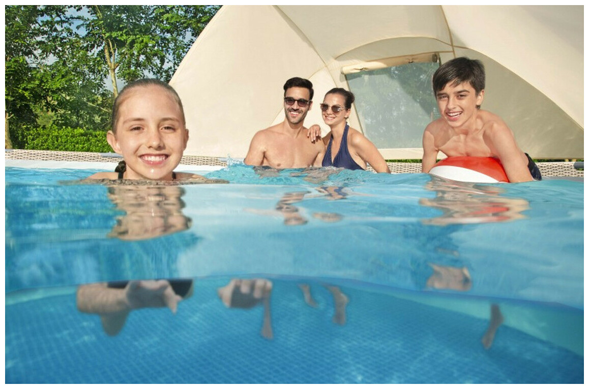 Piscine hors sol Power Steel ronde rotin beige - Ø 3.96 x 1.07 m