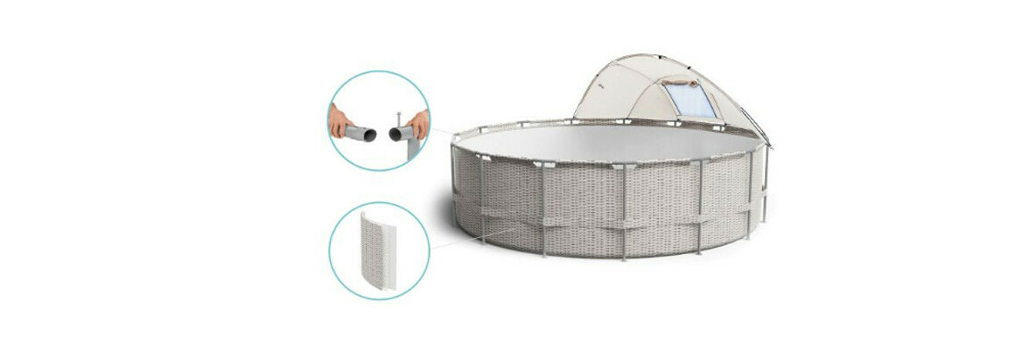 descriptif de la piscine hors sol Power Steel ronde rotin beige - Ø 3.96 x 1.07 m