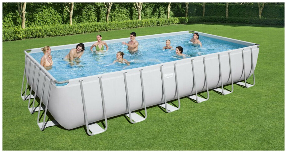 Piscine hors sol Power Steel rectangle grise - 7.32 x 3.66 x 1.32 m