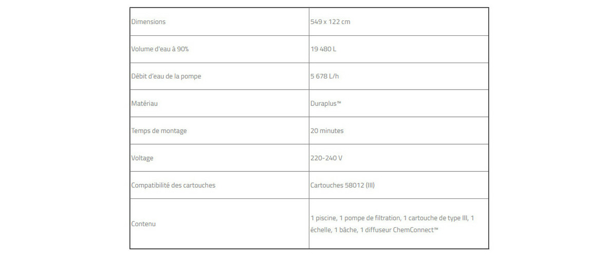 caractéristiques de la piscine hors sol Power Steel Swim Vista décor bois - Ø5.49 x 1.22 cm