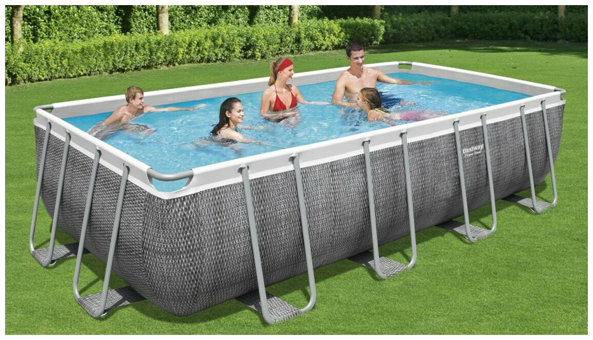 Piscine hors sol Power Steel rectangle rotin gris - 5.49 x 2.74 x 1.22 m