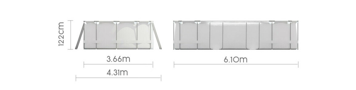 dimensions de la Piscine hors sol Power Steel ovale effet pierres - 6.10 x 3.66 x 1.22 m