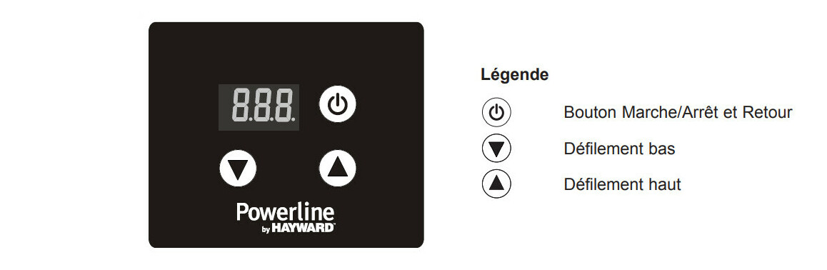 panneau de commande de la pompe à chaleur hayward powerline inverter