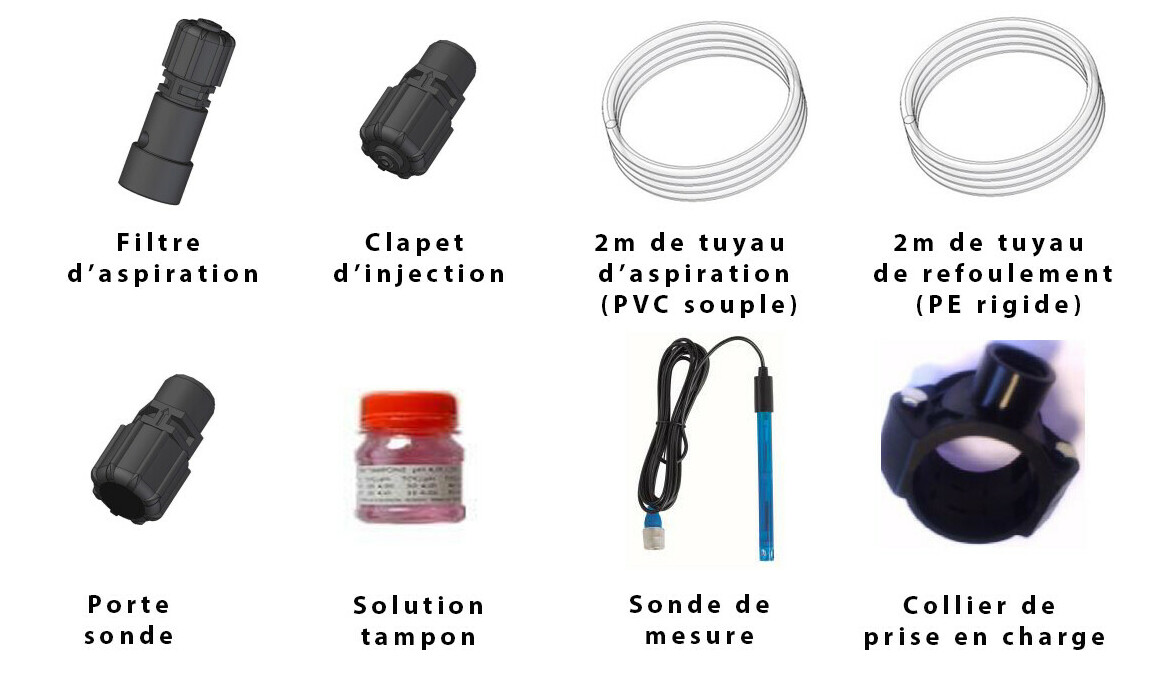 composition du kit du régulateur de ph hayward pool pl ht