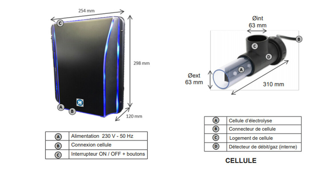 dimensions de l'électrolyseur au sel salt and swim par hayward