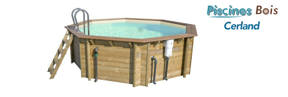 détails piscine bois octogonale cerland Ø440 cm