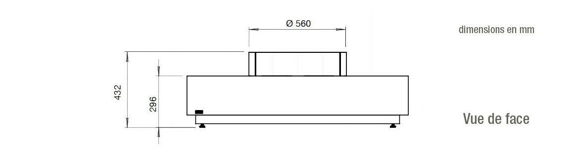 dimensions vue de haut de la cheminée à l'étahnol ecosmart fire martini 50