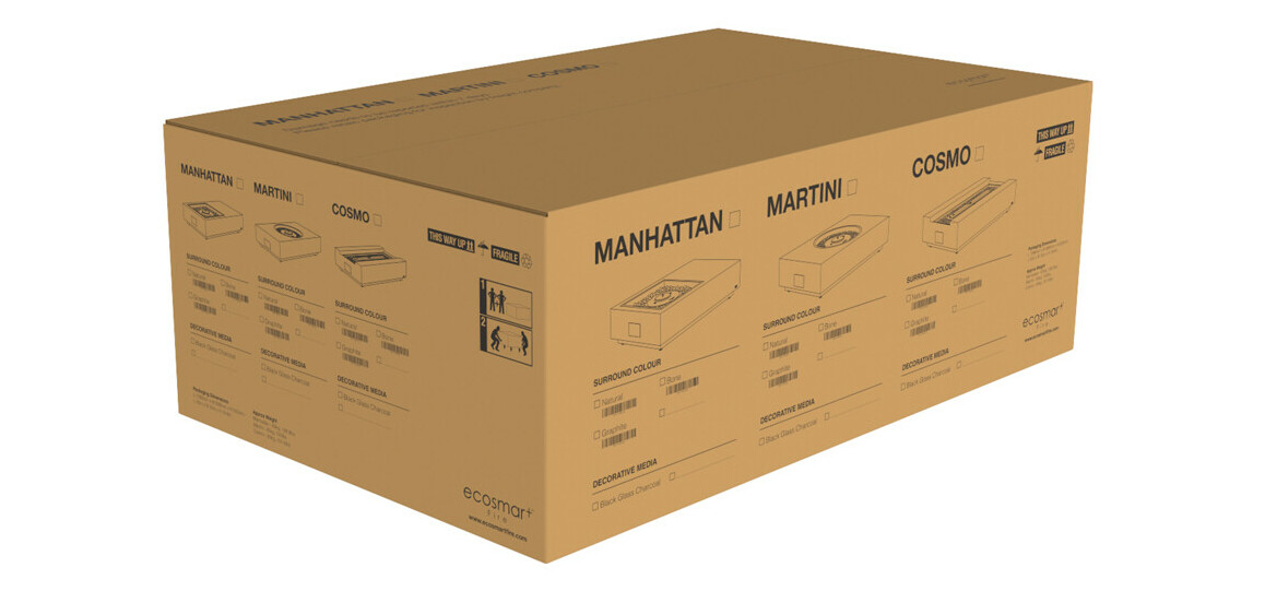 conditionnement de la cheminée au bioétahnol cosmo 50 par ecosmart fire