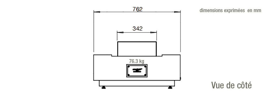dimensions de côté de la table de feu Cosmo 50 ecosmart fire