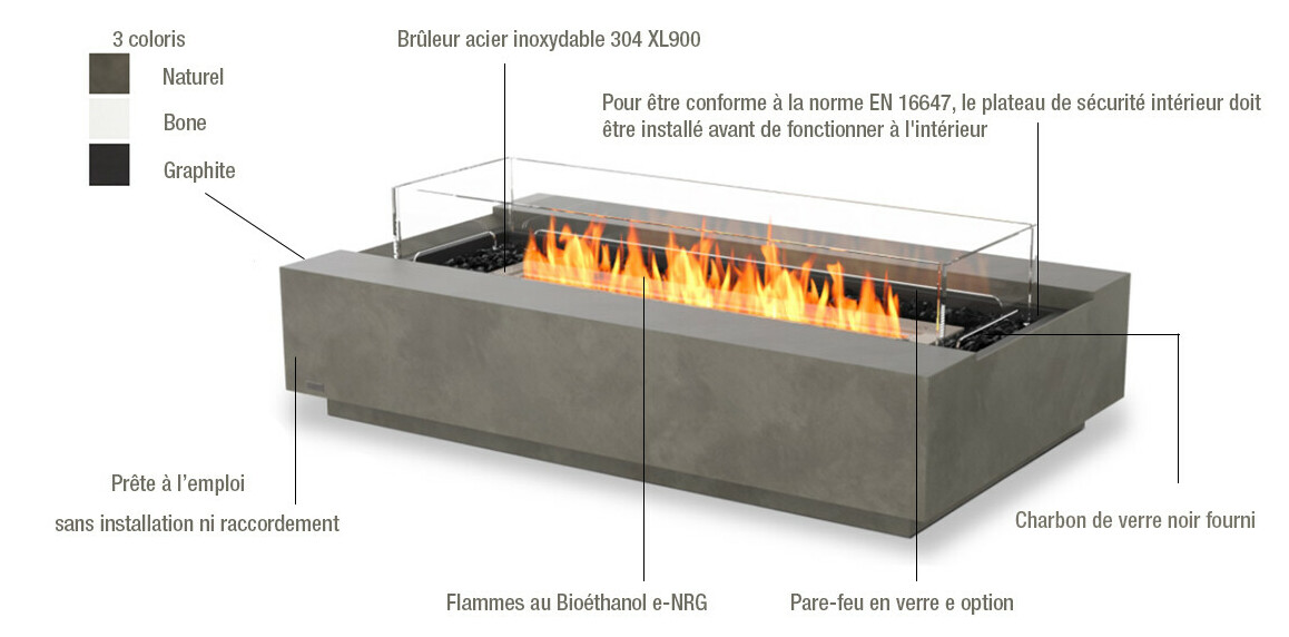 descriptif de la cheminée extérieure cosmo 50 ecosmart fire 