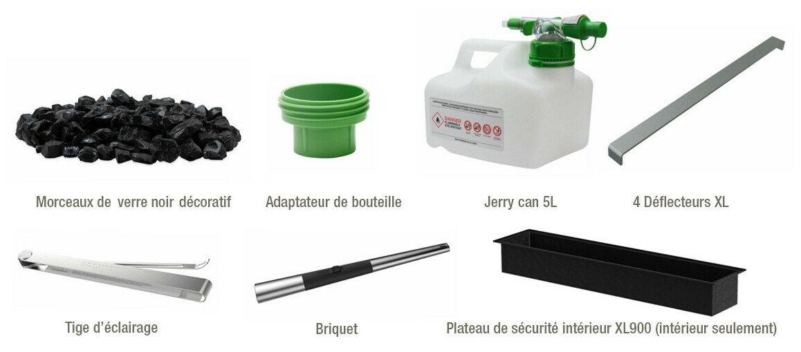 accessoires inclus avec la cheminée à l'éthanol ecosmart fire cosmo 50