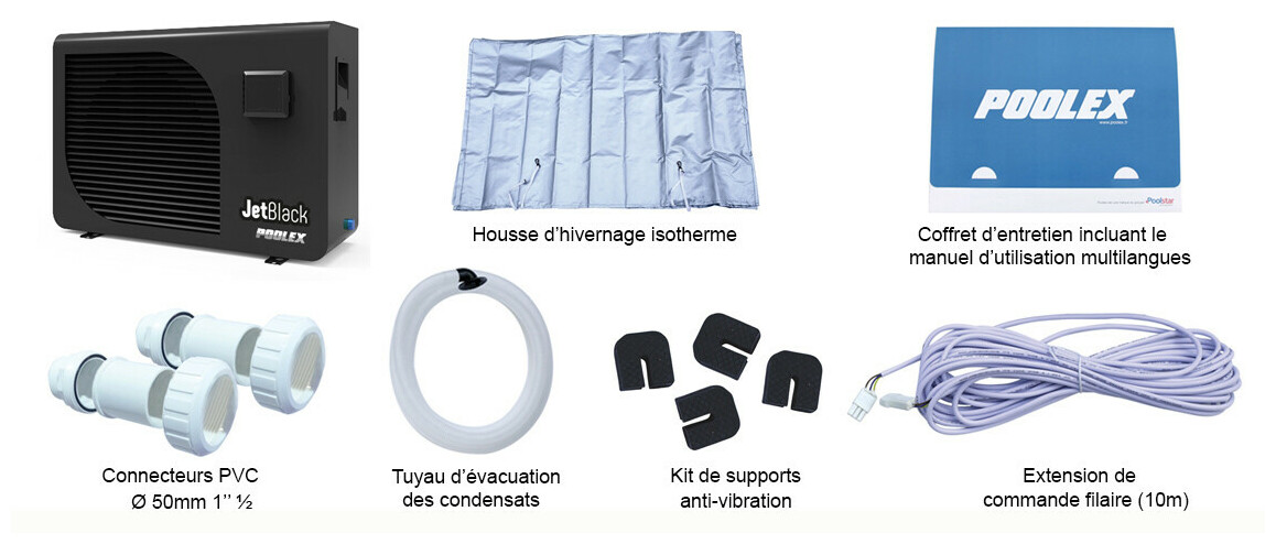 équipement de la pompe à chaleur pour piscine Jetblack fi wifi par poolex