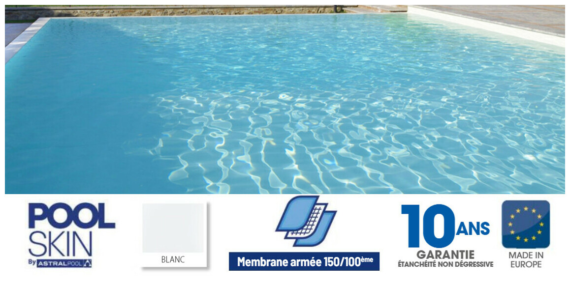 Liner PVC armé 150/100 ème Pool Skin  Blanc en situation
