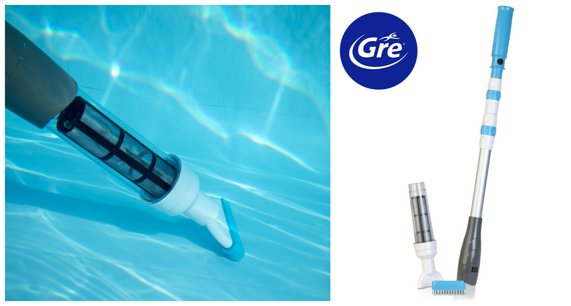 nettoyeur de fond de bassin à batterie avec manche télescopique Gre ABS3 en situation
