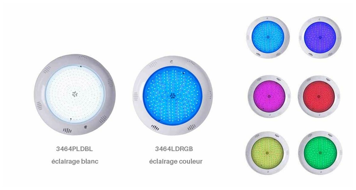 modèle de Projecteur LED Plat Blanc ou RVB - Piscine Liner/Béton/Panneaux hayward