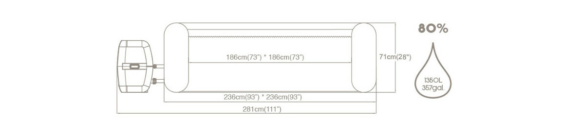 dimensions du spa  Lay-Z Grenada Airjet - 6/8 places rond