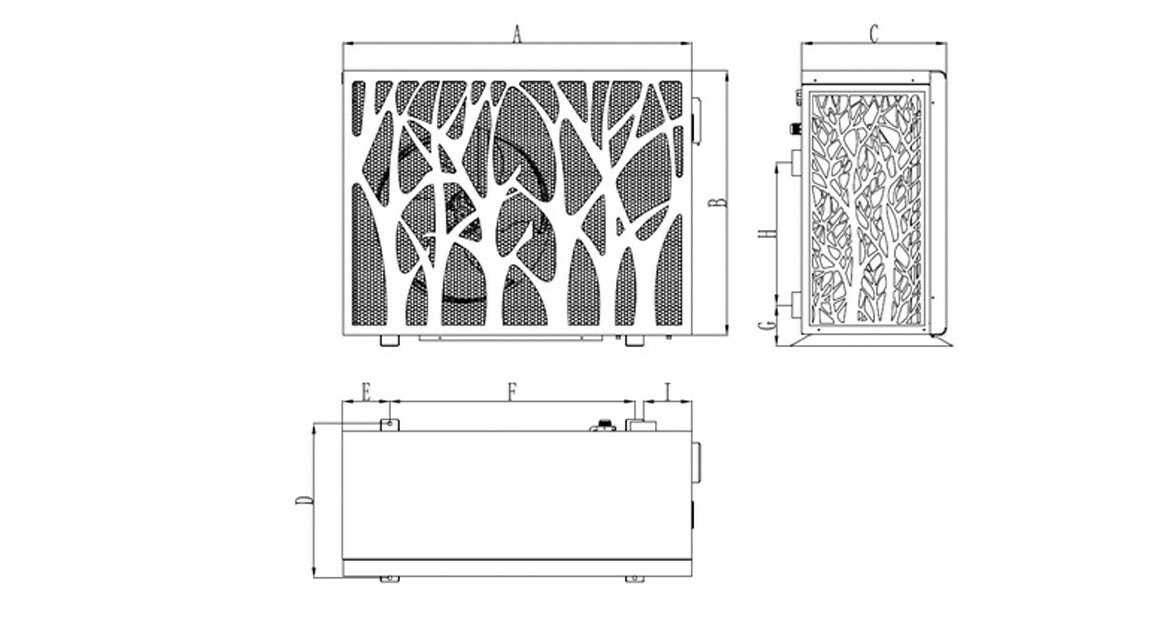 schéma des dimensions de la pompe à chaleur piscine Pacfirst Luxe Inverter avec WIFI