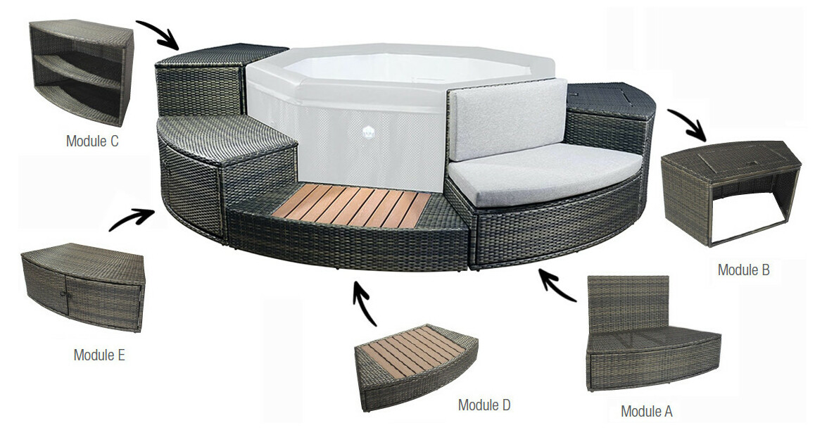 Spa Semi Rigide Netspa Octopus 6 places + 5 modules